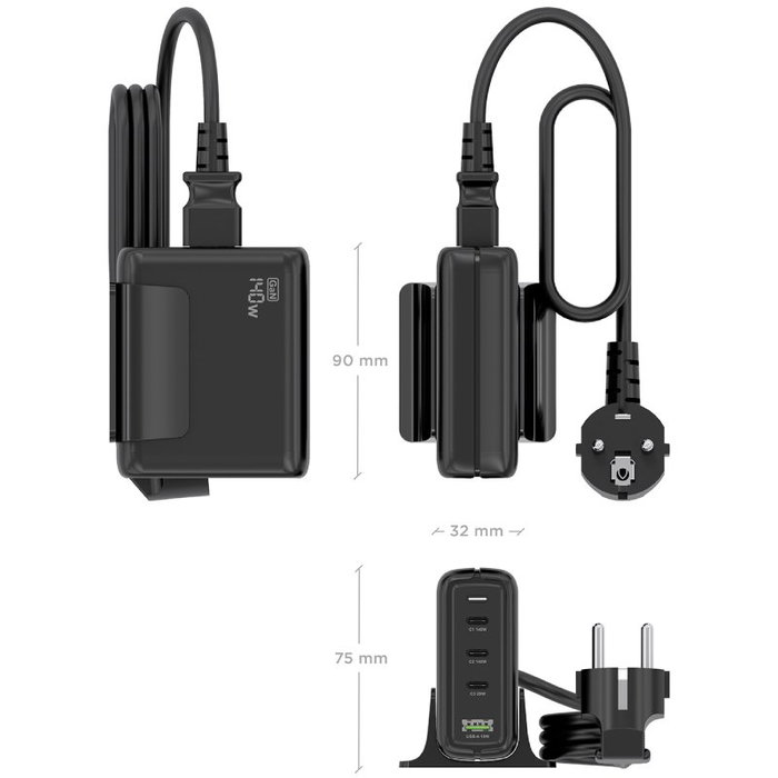 Aisens Cargador Sobremesa GaN 140W 3xUSB-C 1xUSB-A Negro ASCH-140W4P056-BK Aisens Cargador Sobremesa GaN 140W 3xUSB-C 1xUSB-A Negro ASCH-140W4P056-BK